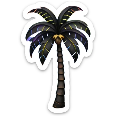 Palmera negra con un arcoiris de fondo en la noche sticker