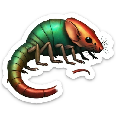 Black red gold green cyan rusty grunge effect scratched patina rat mouse scorpion tail stinger  sticker