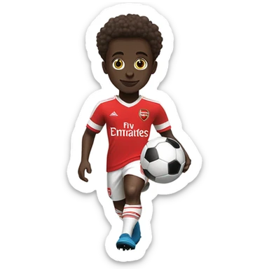 Cute, dribbling Bukayo Saka with arsenal uniform sticker