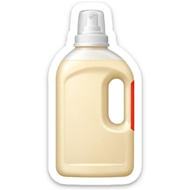 detergent bottle, cream colored, white cap sticker