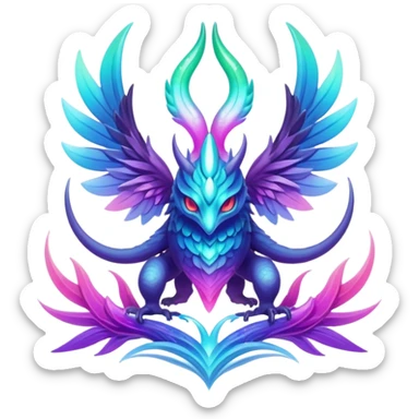 Epic divine legendary complex detailed iridescent gradients aesthetic-Fakémon-creature-scenery sticker