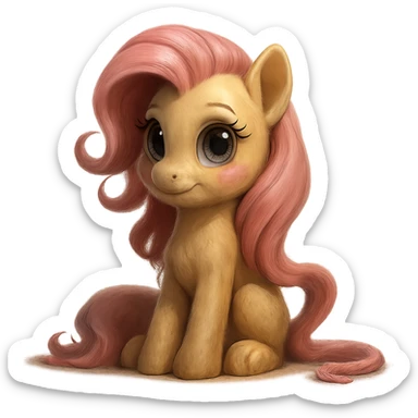 Remove the background and keep only Fluttershy in a realistic style, preserving transparency. Focus on realistic details and natural colors for Fluttershy. sticker