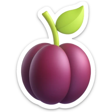 3D emoji style, plum fruit, three-dimensional and lively, no expression sticker
