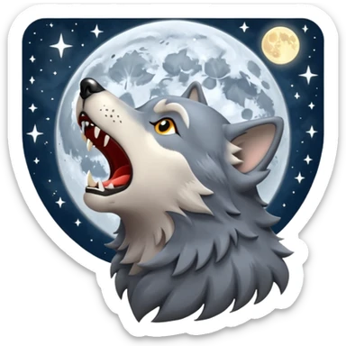 Real wolf howling at the moon sticker