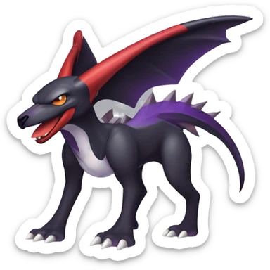 Black Cool Edgy Nargacuga-Houndoom-Garchomp-Noivern Fakémon  with White and Red and purple and black Edgy markings sticker