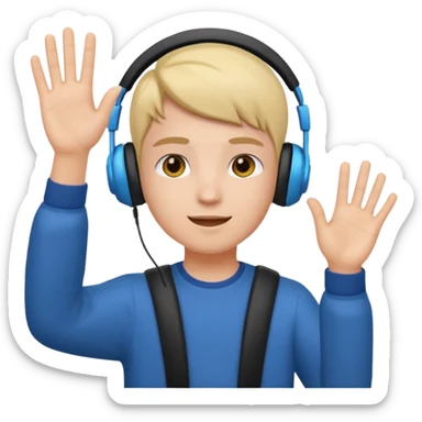 young student raising hand during a video call, online class emoji sticker