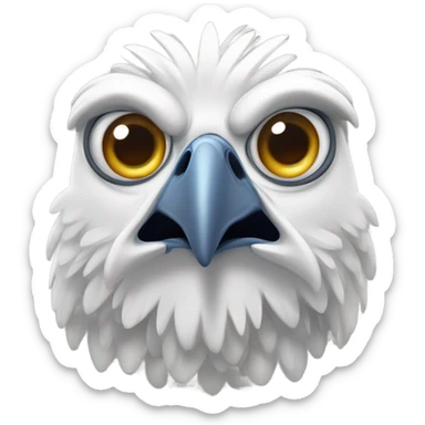 A cartoonish and facially expressive eagle that looks scared and afraid sticker