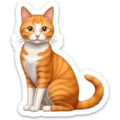 full body solid orange domestic shorthair slim cat with yellow/orange eyes sitting sticker