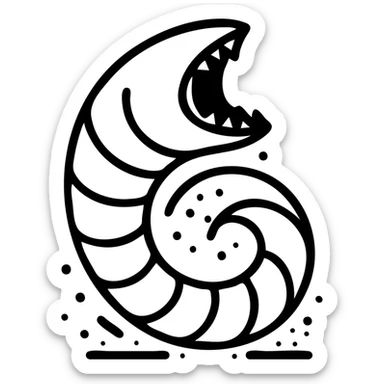 stylised Dune sandworm, curling in a spiral, sandy brown texture, dramatic dark shadows, open maw, swirling dust, minimalist, sharp lines sticker