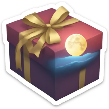 moon rising from giftbox sticker