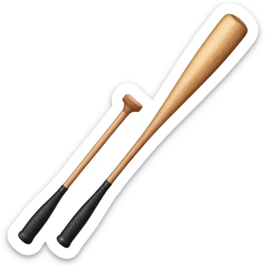 A piece of wood with a baseball bat sticker