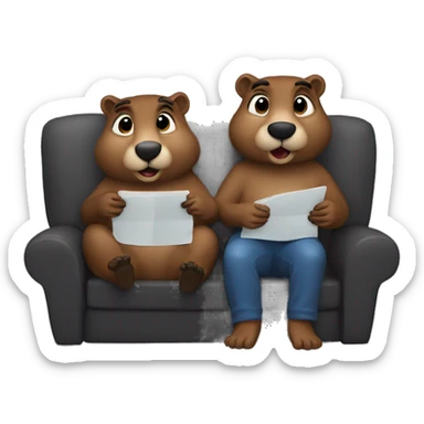 Groundhog couple Watching Tv series  sticker