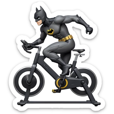 black Batman suit on a spinning bike sticker
