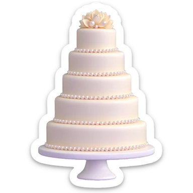 three-tier light pink wedding cake with pearl embellishments sticker