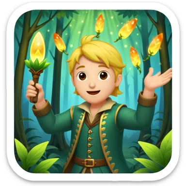 forest bard cheering with firefly burst sticker