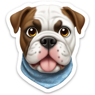 White and dark brown bulldog wearing bandana sticker