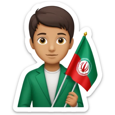 A boy holding the Iran flag. sticker
