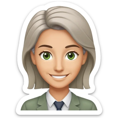 smiling English teacher with airtouch hair and grey-green eyes sticker