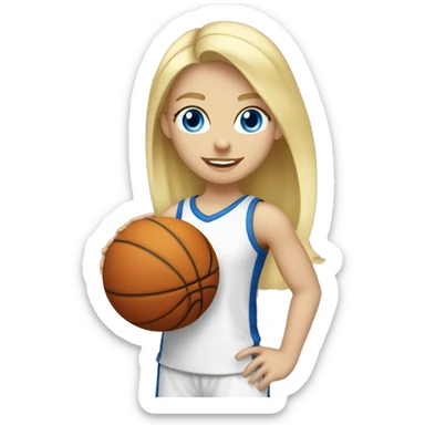 white blond girls playing basketball wih blue eyes blonde hai sticker