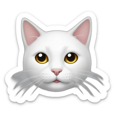 Gato color blanco con una linea negra en su cara de lado derecho sticker