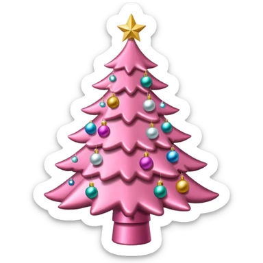 pink christmas tree with pretty ornaments sticker