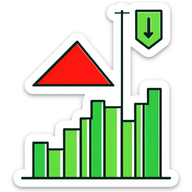 Positive growth chart with green upward trend sticker