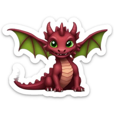 Burgundy dragon with green eyes sticker