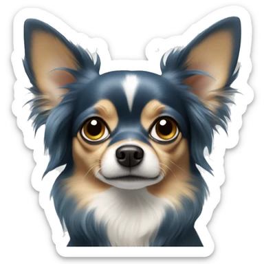 solid blue long-haired chihuahua face sticker