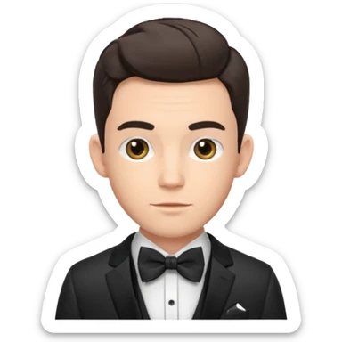 Jonathan Bailey with suit with bow tie sticker