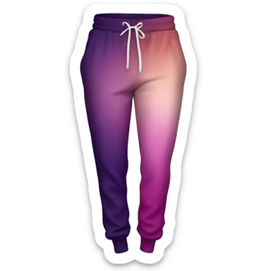 Realistic pair of dark purple to rose gold ombre PINK jogger sweat pants isolated.  sticker