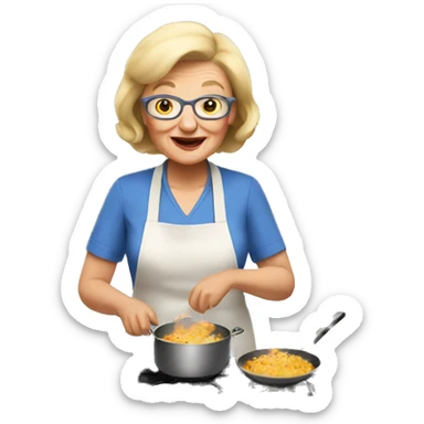 grandma with sort blonde hair cooking sticker