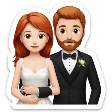 Red hair bride and brown hair groom with beard sticker
