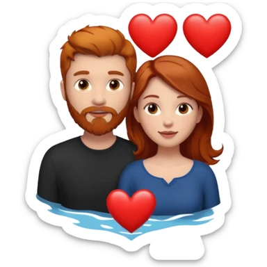 👩🏼‍❤️‍👨🏽 Something like this, but make the guy more lighter and give the girl a bit more red hair like ginger style make the guy have dark brown hair, same with the beard and add a heart in the middle above us sticker