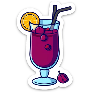 frozen slushy sangria with fruit pieces and wine sticker