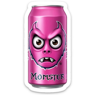 Pink monster energy drink with the logo of original monster company energy drink  sticker