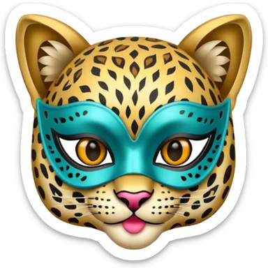 leopard with glamorous masquerade mask sticker