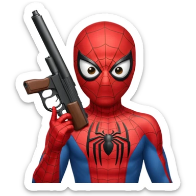 Spiderman with gun sticker