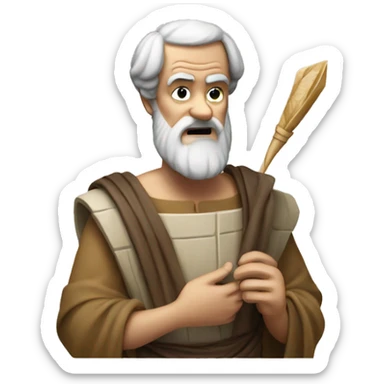 Aristotle holding a papyrus in his hand sticker