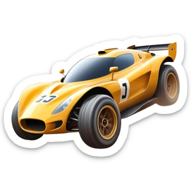 A high-speed racing car or motorcycle zooming down a track, leaving a trail of dust and excitement. The scene conveys energy and adrenaline, with blurred motion showing the speed and precision of motorsport, set against a dynamic racing track backdrop. sticker