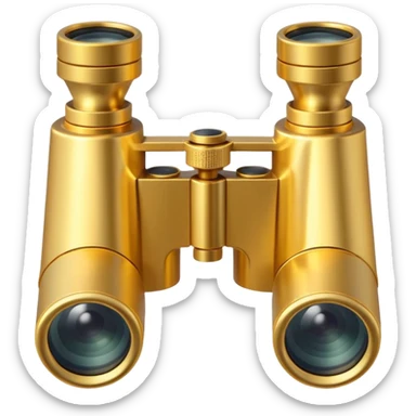 gold binoculars with large lenses simple eye holes and straight shaft sticker