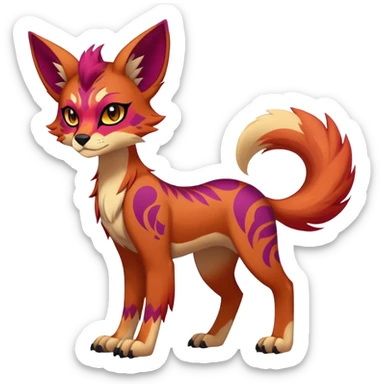 Vibrant edgy badass cool Falvie-Fionbri-creature-fursona, full body, with random markings sticker