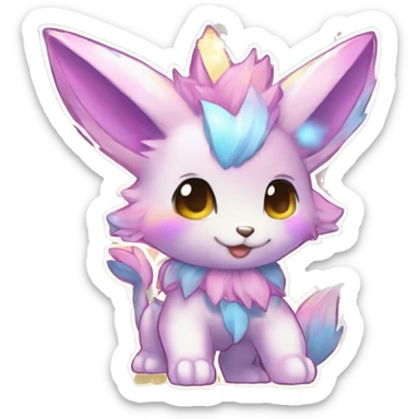 Anthro Shiny Colorful Pastel Glitter Sparkle Stars Gradient Anime Chibi Fakémon-Pokémon-Hybrid Fur Sona sticker