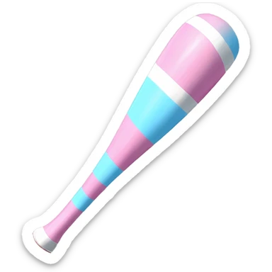 Pink, skyblue, and white striped baseball bat sticker