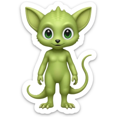 full body cute humanoid peacefull alien furry with 2 legs and eye stalks stands upright and looks intelligent ...wears clothing. not green..looks happy and cudly sticker