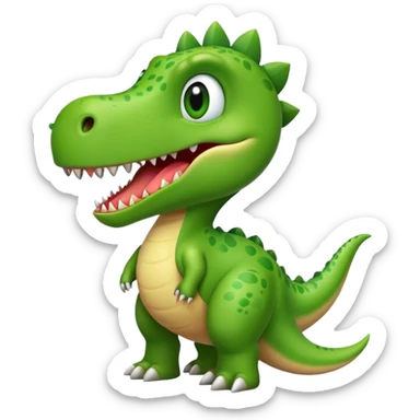 crea un dinosaurio alegre con caracteristicas amigables sticker