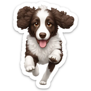 Chocolate doodle, white Australian shepherd, black poodle, gsp running in a line sticker