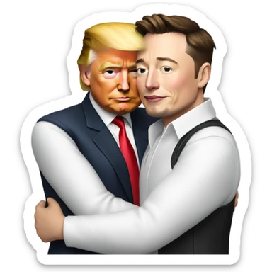 Donald Trump and Elon Musk hugging each other sticker