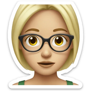 a blonde girl with freckles, glasses, long lashes and greenish eyes  sticker