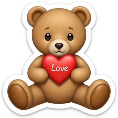 teddy bear with the words I love you written on it sticker