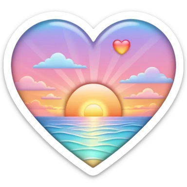  Colorful shiny pastel heart with sunset inside  sticker